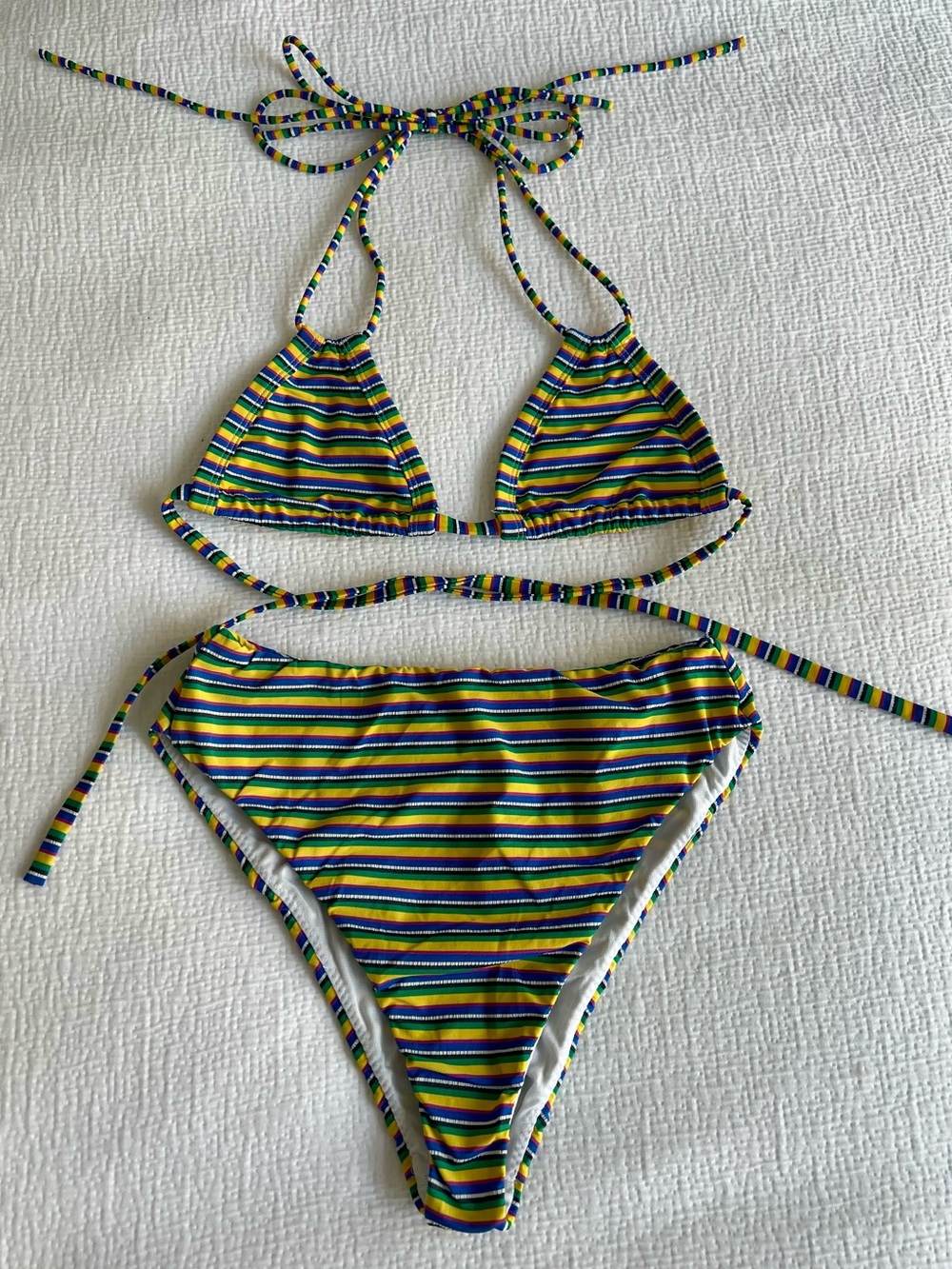 Monte Swim Escape Stripe Bikini Set Euro Top M Paula Bottom S Rainbow Stripe